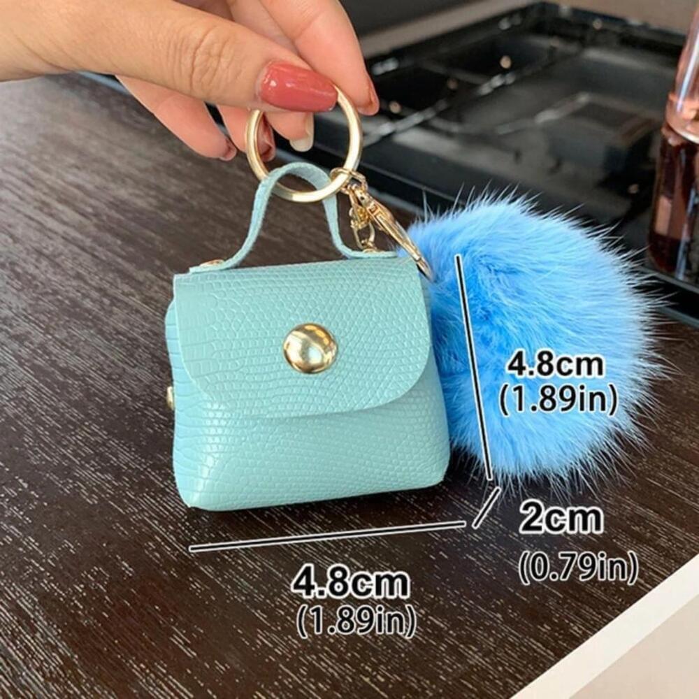 Bag Shaped Keychain In Light Blue - Picture 4 of 4